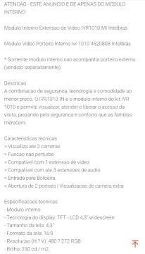Interfone com câmera Intelbras