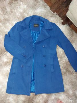 Casaco feminino azul de lã