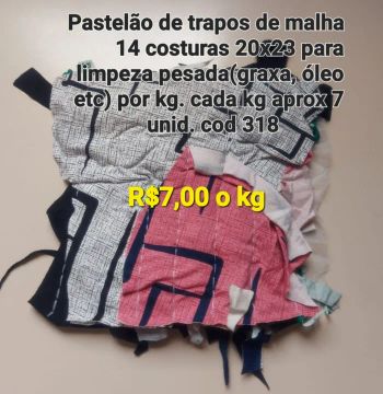 2 kg Pastelão de trapos de malha p limp pesada(óleo, graxa)
