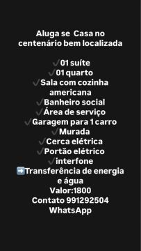 Aluga se  Casa no centenário bem localizada 
