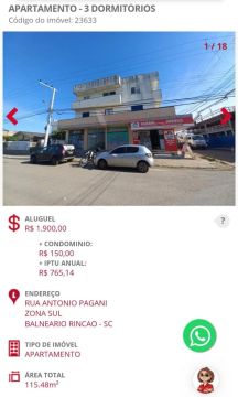 Aluguel - apartamento em Balneário Rincão/SC