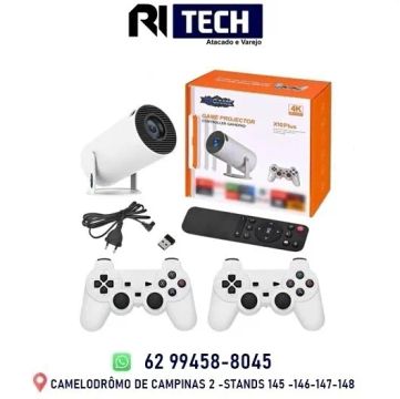 Projetor 4K A-X10 Plus: Console de Jogos com 10.000 Jogos Android 11 Home Theater Portátil