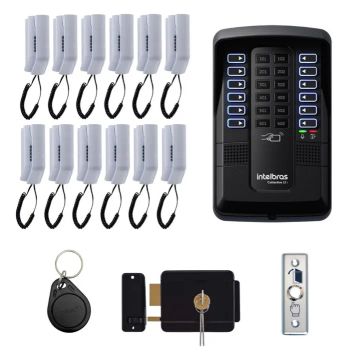 PROMOÇÃO Kit Porteiro Intebras Collective 12 + 10 Interfones + 20 Tags + Fechadura 