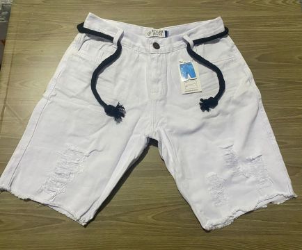 Bermuda Jeans Branca Destroyed