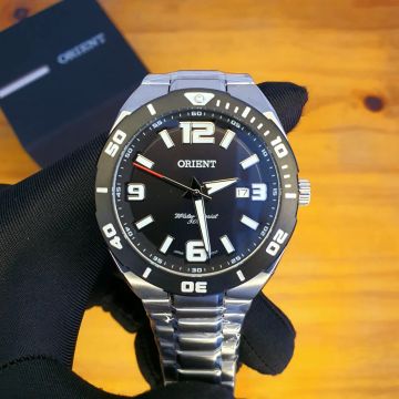 Relógio Orient 44mm Prata todo em aço inox