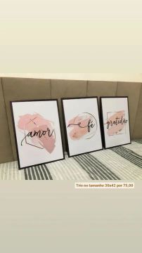 Trio de placas com borda 