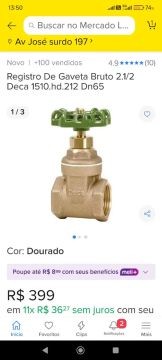 Registro de Gaveta Bruto 2.1/2 Deca 1510.hd.212 Dn65 - Dourado