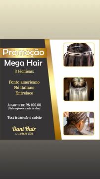 Promoção Mega Hair - 3 técnicas a partir de R$ 100,00
