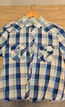 Camisa xadrez azul e branca - Tamanho M - M.OFFICER