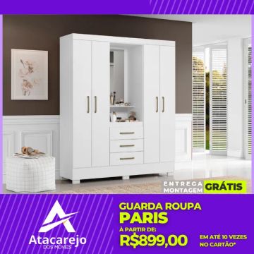 Guarda Roupa Com Espelho Entrega e Monta Grátis 