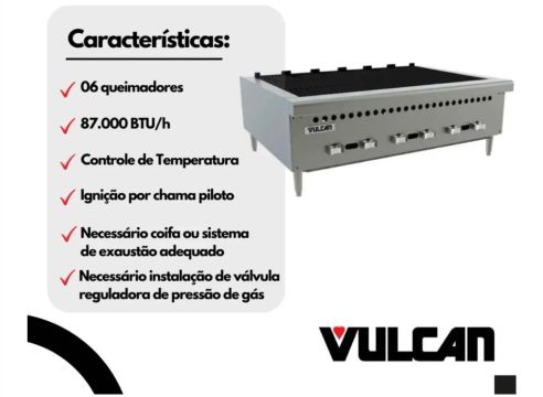 Char Broiler a Gás 90cm 6 Queimadores VCRB36 Vulcan