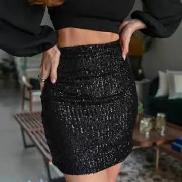 Saia preta Paetê Nova P/M