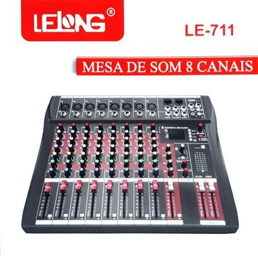 Mesa De Som Bluetooth Usb Mixer Mp3 Digital 8 Canais Le711