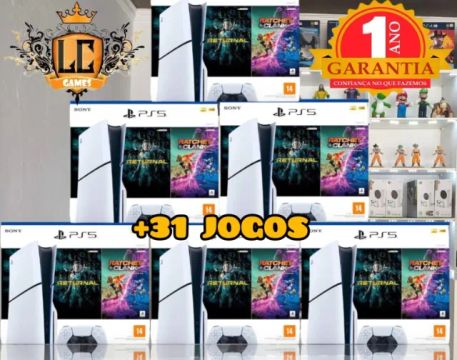 PS5 SLIM 1TB C. LEITOR ((NOVO LACRADO)) +33JOGOS +01ANO GARANTIA +NOTA FISCAL -LOJA FISICA