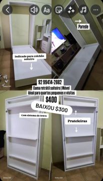 Cama retrátil solteiro - Ideal para espaços pequenos