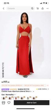 Conjunto de Biquíni com Saia Midi Vermelha