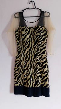 Vendo vestido de festa dourado e preto