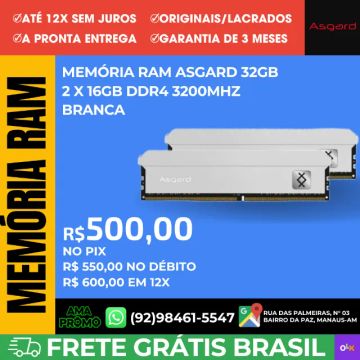Memória DDR4 RAM Asgard T3 32 GB (16 GBx2) 3200 MHz CL-18 branca
