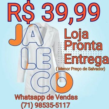 Jaleco Branco - R$ 39,99 - ENTREGA NA HORA