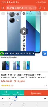 Redmi Note 13 128GB/6RAM 256GB/8RAM - Versão Global Lacrado - Frete Grátis