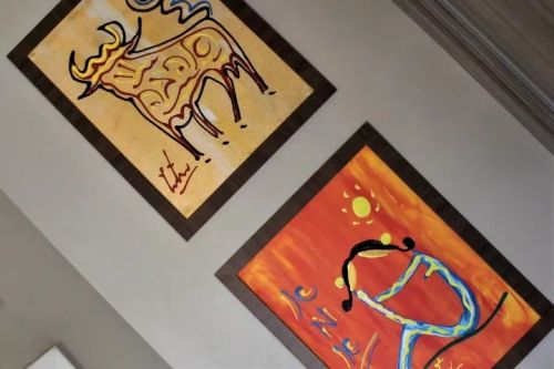 Pinturas Oleo sobre Madeira ( Par ) - Autor Leth Refugiado 2 Guerra - Espanha 2014 