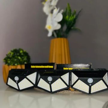 kit Com 3 Luminária Solar Parede 100 Led