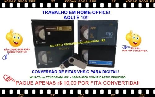 Digitalização de fitas vhs'c, apenas R$ 10,00 cada 
