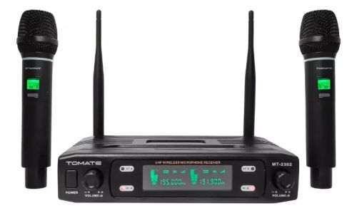Microfone Sem Fio Wireless Profissional Tomate Mt-2302 Uhf Cor Preto