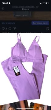 Conjunto cropped com legging roxo