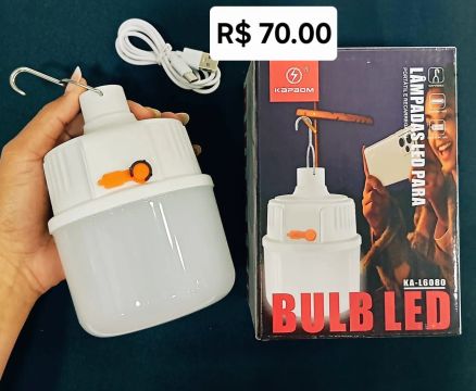 Lâmpada LED Portátil Recarregável para Camping