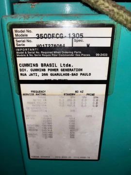 Gerador Cummins 350DFCG-1305 350 KVA
