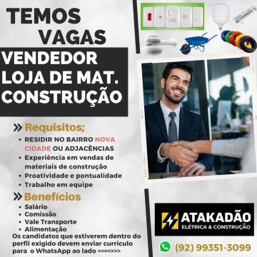 VENDEDOR DE MATERIAIS DE CONSTRUÇÃO 