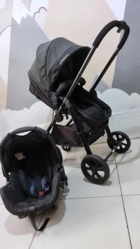 Carrinho de Bebê com bebê conforto 3 em 1 Galzerano - Preto