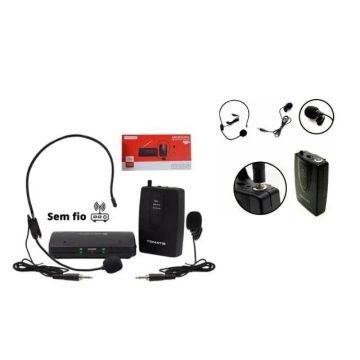 Microfone Lapela Sem Fio Profissional 50 Mts Headset Bivolt - Tomate 