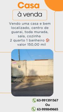 Casa à venda em Guarai - R$ 150.000
