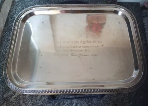 bandeja antiga (1977) banhada a prata
