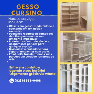 Gesso Cursino - qualidade, sofisticação e o melhor custo-benefício para seu espaço