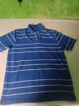 Camiseta listrada azul e branca