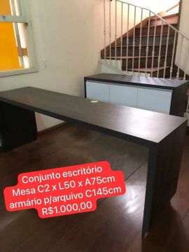 Conjunto escritório madeira maciça 
