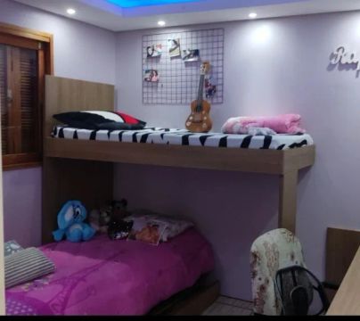 Beliche em L + cama auxiliar MDF + 2 colchões 