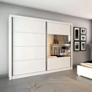 Guarda-roupas com Espelho Florida 2 Pt 6 Gv Neve