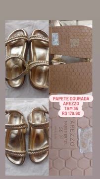 Papete Sandália rasteira dourada Arezzo tamanho 35