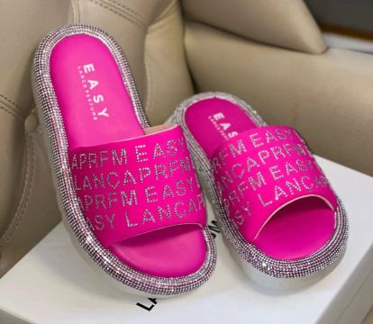 Chinelos Easy Lança Perfume Pink com Strass