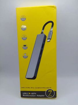 Adaptador Multifuncional USB-C para 7 Portas - 4K UHD, HDTV, SD/TF