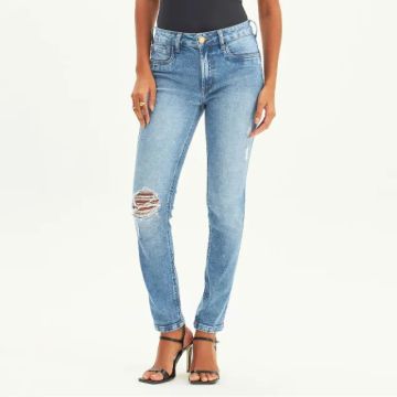 Calça Jeans Lança Perfume Diana Ankle Cintura Alta Azul - Tam 32 (Veste 34)
