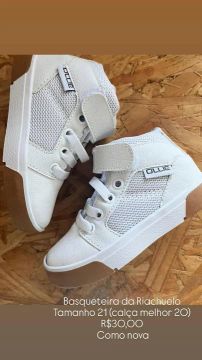 Basqueteira da Riachuelo <br>Tamanho 21 (calça melhor 20) <br>R$30,00 <br>Como nova