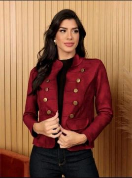 Casaco Feminino Vermelho - Estilo Militar