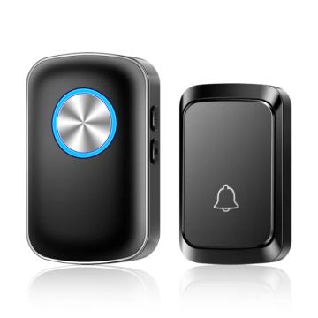 Campainha sem fio com luz LED, Samrt Home Welcome Door Bell, EUA e UE Plug, alcance de 300