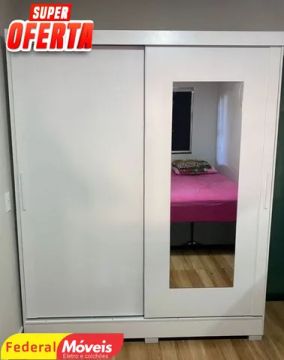Guarda Roupa Solteiro 2 portas 2 gavetas c/ Espelho Lindo - Renove seu Quarto Conosco 