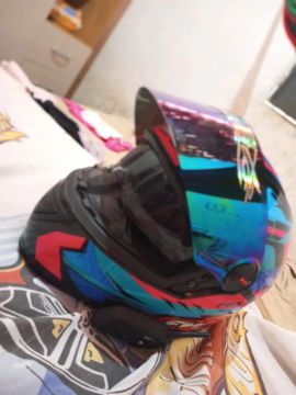 Capacete Moto com intercomunicador - Novo - Azul, Vermelho e Preto